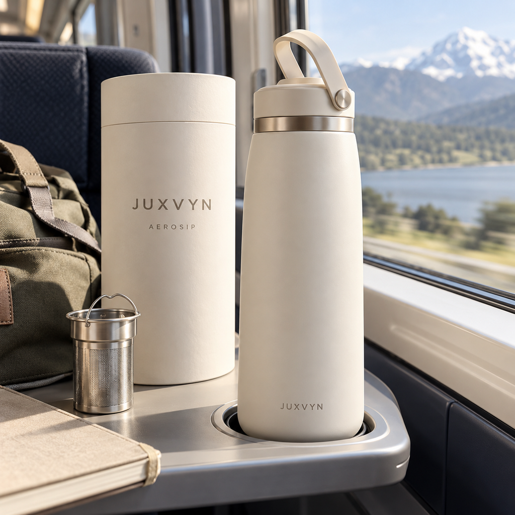 JUXVYN AeroSip Insulated Travel Flask with Tea Infuser