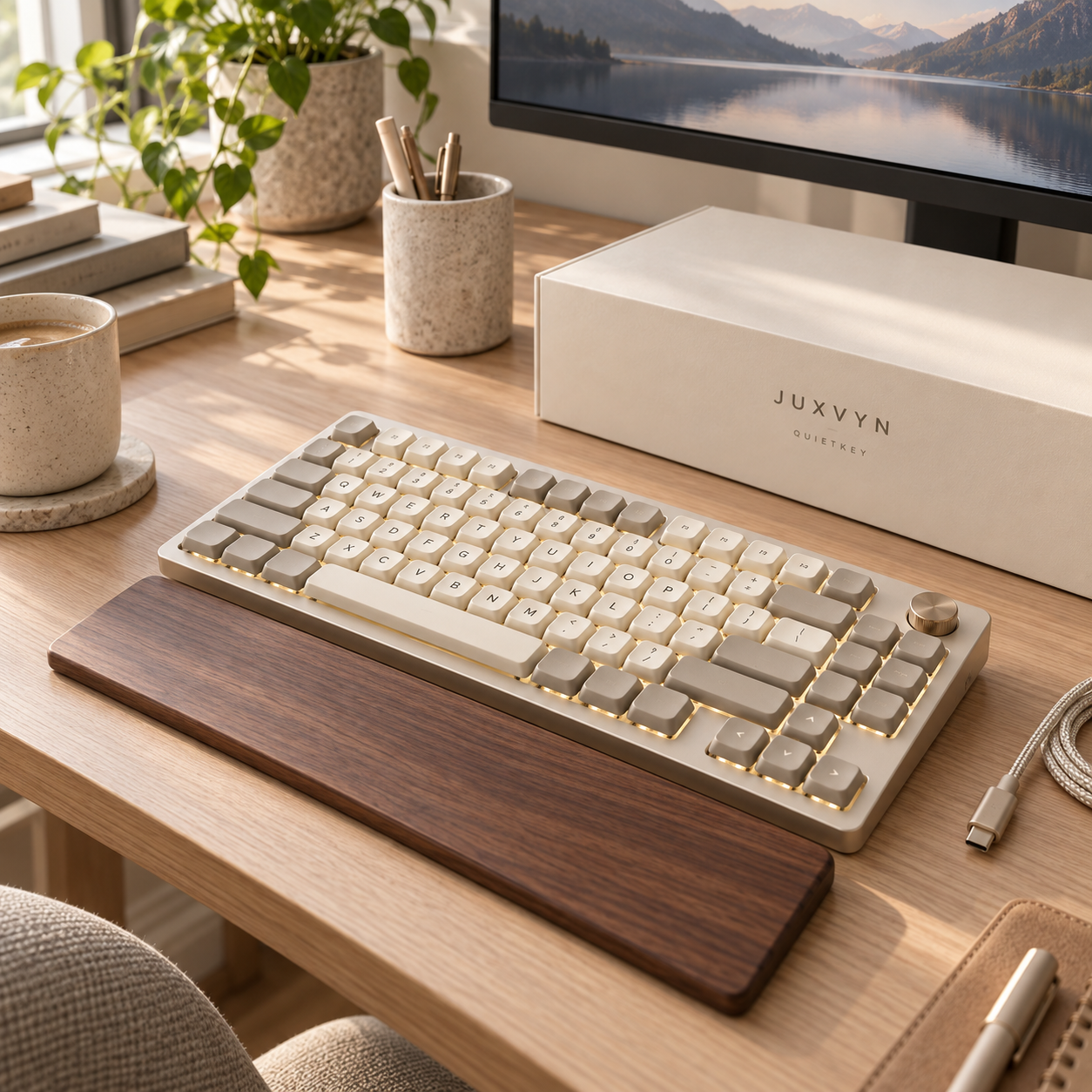 JUXVYN QuietKey Low-Profile Mechanical Keyboard